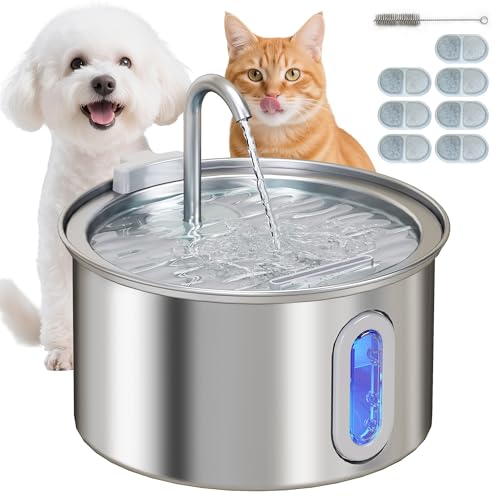 PawHut Katzenbrunnen 2,5L Trinkbrunnen für Katzen mit leiser Pumpe LED Aktivkohlefilter Wasserstandsfenster Katzentrinkbrunnen Leicht zu Reinigen, Wasserbrunnen für Katzen Hunde PawHut Katzenbrunnen 2,5L Trinkbrunnen für Katzen mit leiser Pumpe LED Aktivkohlefilter Wasserstandsfenster Katzentrinkbrunnen Leicht zu Reinigen, Wasserbrunnen für Katzen Hunde von PawHut