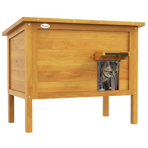 PawHut Katzenhaus Erhöhte Holzhütte mit aufklappbarem Dach, isoliert mit Asphaltdach, 85 x 50 x 68,5 cm, Natur grün PawHut Katzenhaus Erhöhte Holzhütte mit aufklappbarem Dach, isoliert mit Asphaltdach, 85 x 50 x 68,5 cm, Natur grün von PawHut