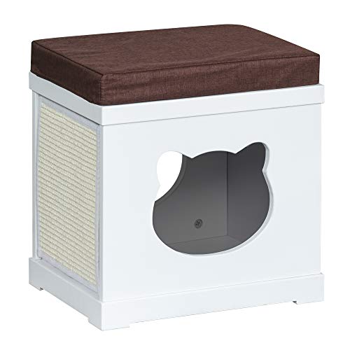 PawHut Katzenhaus Sitzhocker Hocker 2 In 1 Katzenhöhle Katzenwohnung MDF Weiß 41 x 30 x 36 cm PawHut Katzenhaus Sitzhocker Hocker 2 In 1 Katzenhöhle Katzenwohnung MDF Weiß 41 x 30 x 36 cm von PawHut
