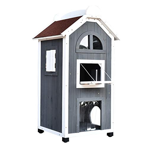PawHut Katzenhaus für Katzenbett oder Katzentoilette, Katzenschrank, Katzenklo Indoor, Tannenholz, Asphaltdach, Grau, 59 x 55 x 109 cm PawHut Katzenhaus für Katzenbett oder Katzentoilette, Katzenschrank, Katzenklo Indoor, Tannenholz, Asphaltdach, Grau, 59 x 55 x 109 cm von PawHut