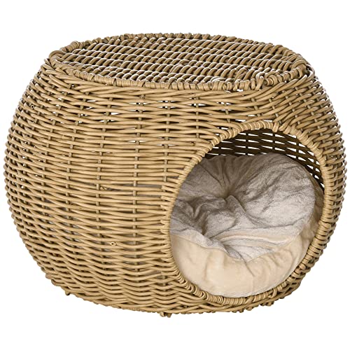 PawHut Katzenhöhle Katzenbett Katzenbett Katzenhöhle Katzenhaus aus Polyrattan Imitation Weiches Kissen Ø 40 x 30 cm Hellbraun PawHut Katzenhöhle Katzenbett Katzenbett Katzenhöhle Katzenhaus aus Polyrattan Imitation Weiches Kissen Ø 40 x 30 cm Hellbraun von PawHut