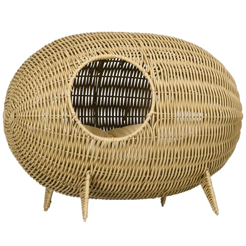 PawHut Katzenhöhle Katzenbett Katzenkorb Katzenhaus aus Polyrattanimitat Katzenhöhle hoher Komfort, Maße: 55 x 36 x 42 cm, weiches Kissen, Beige inklusive PawHut Katzenhöhle Katzenbett Katzenkorb Katzenhaus aus Polyrattanimitat Katzenhöhle hoher Komfort, Maße: 55 x 36 x 42 cm, weiches Kissen, Beige inklusive von PawHut