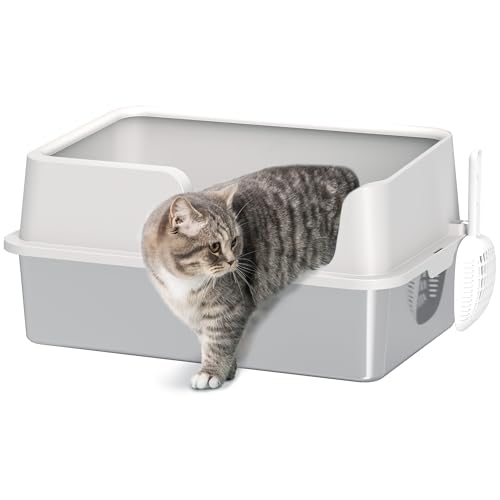 PawHut Katzenklo, Katzentoilette aus Edelstahl mit hohen Seiten, Schaufel, einfache Reinigung, geruchsresistent, geeignet für große Katzen, 60 x 40 x 28 cm, hellgrau PawHut Katzenklo, Katzentoilette aus Edelstahl mit hohen Seiten, Schaufel, einfache Reinigung, geruchsresistent, geeignet für große Katzen, 60 x 40 x 28 cm, hellgrau von PawHut
