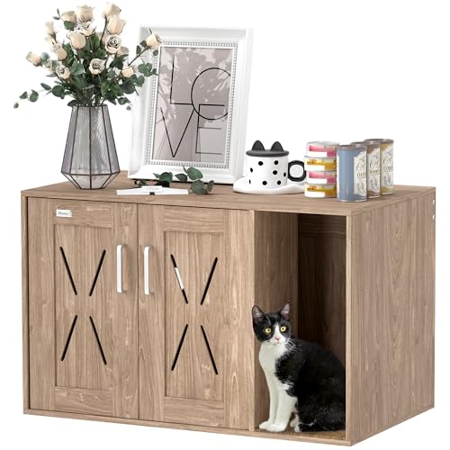 PawHut Katzenklo 3 in 1 Nest Beistelltisch Katzentoilette mit Türen Kratzmatte und Fach für Wohnzimmer Schlafzimmer 80x48x50,5 cm Braun PawHut Katzenklo 3 in 1 Nest Beistelltisch Katzentoilette mit Türen Kratzmatte und Fach für Wohnzimmer Schlafzimmer 80x48x50,5 cm Braun von PawHut