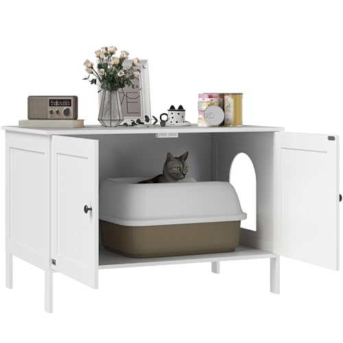 PawHut Katzenklo-Schrank Katzenhaus mit Tür Trennwand Katzentoilette Katzenschrank für große Katzen Beistelltisch Katzenhöhle 80 x 51 x 54 cm Weiß PawHut Katzenklo-Schrank Katzenhaus mit Tür Trennwand Katzentoilette Katzenschrank für große Katzen Beistelltisch Katzenhöhle 80 x 51 x 54 cm Weiß von PawHut
