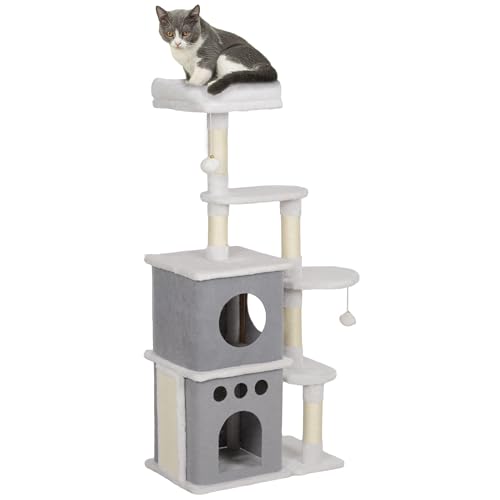 PawHut Katzenkratzbaum 126 cm Katzenkratzturm Katzenkratzbaum mit Nistplattformen, hängenden Bällen und Sisalpfosten Creme PawHut Katzenkratzbaum 126 cm Katzenkratzturm Katzenkratzbaum mit Nistplattformen, hängenden Bällen und Sisalpfosten Creme von PawHut