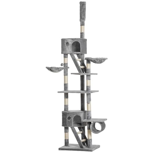 PawHut Katzenkratzbaum 240-260 cm Deckenhoch Kratzbaum groß Kletterbaum Katze Kratzbaum für große Katzen mit Sisalseil Hellgrau PawHut Katzenkratzbaum 240-260 cm Deckenhoch Kratzbaum groß Kletterbaum Katze Kratzbaum für große Katzen mit Sisalseil Hellgrau von PawHut