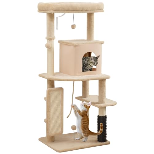 PawHut Katzenkratzbaum Höhe 132 cm Kratzbaum Katzenturm mit Plattformen Katzenkratzbaum mit Bürste hängenden Bällen und Kratzmatte Beige PawHut Katzenkratzbaum Höhe 132 cm Kratzbaum Katzenturm mit Plattformen Katzenkratzbaum mit Bürste hängenden Bällen und Kratzmatte Beige von PawHut