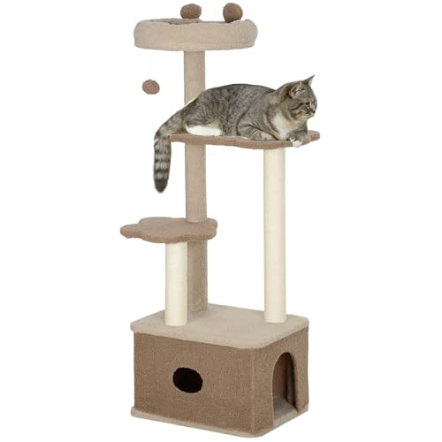 PawHut Katzenkratzbaum Höhe 133 cm Kratzbaum Katzenturm mit Nistplattformen Hängekugel und Jutepfosten Braun PawHut Katzenkratzbaum Höhe 133 cm Kratzbaum Katzenturm mit Nistplattformen Hängekugel und Jutepfosten Braun von PawHut