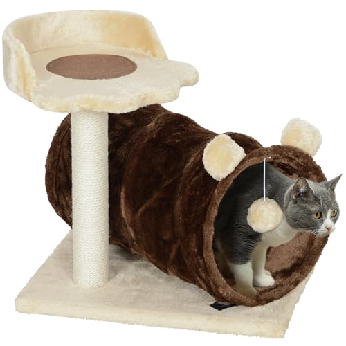 PawHut Katzenkratzbaum Höhe 47 cm Katzenkratzbaum Katzenturm mit Nest Tunnel Plattformen Spielzeug Ball und Jutepfosten Dunkelbraun PawHut Katzenkratzbaum Höhe 47 cm Katzenkratzbaum Katzenturm mit Nest Tunnel Plattformen Spielzeug Ball und Jutepfosten Dunkelbraun von PawHut
