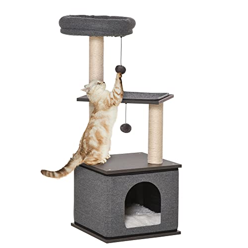 PawHut Katzenkratzbaum Katzenspielzeug Kletterbaum Spielmöglichkeiten Spielsisal Spielseil PB-Platte Sisal Dunkelgrau 40 x 40 x 104 cm PawHut Katzenkratzbaum Katzenspielzeug Kletterbaum Spielmöglichkeiten Spielsisal Spielseil PB-Platte Sisal Dunkelgrau 40 x 40 x 104 cm von PawHut