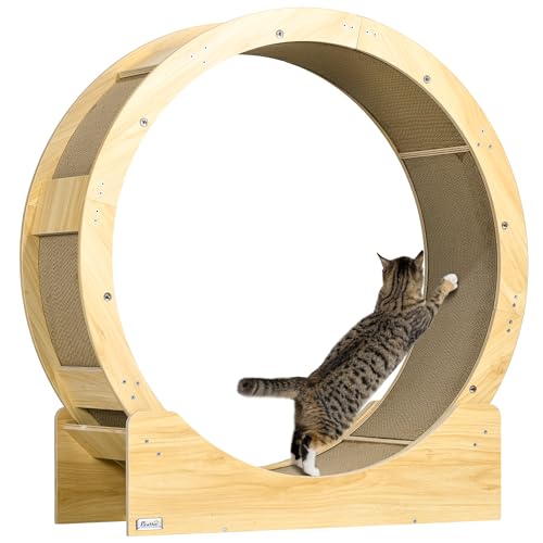 PawHut Katzenlaufrad Laufrad für Katzen 91 cm mit Bremse, Kratzbrett, Katzenrad für gesunde Bewegung, Entspannung, Eiche PawHut Katzenlaufrad Laufrad für Katzen 91 cm mit Bremse, Kratzbrett, Katzenrad für gesunde Bewegung, Entspannung, Eiche von PawHut
