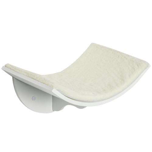 PawHut Katzenliege Katzen Wandliege Katzenbett Katzenregal Wandmontage Plüschauflage Weiß 41 x 28 x 21 cm von PawHut