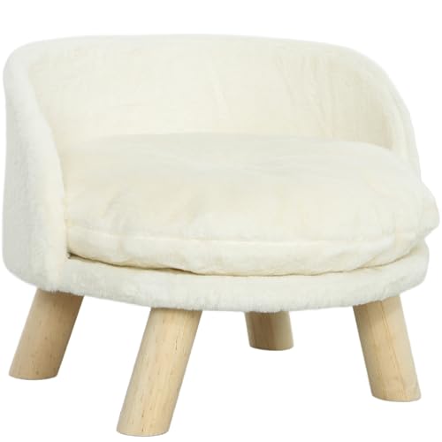PawHut Katzensofa, Haustiersofa mit Kissen, Katzenbett, katzensessel Katzenhocker erhöhtes Haustierbett mit rutschfesten Holzfüße, Hundesofa, Indoor, Cremeweiß, 40,5 x 40,5 x 33 cm PawHut Katzensofa, Haustiersofa mit Kissen, Katzenbett, katzensessel Katzenhocker erhöhtes Haustierbett mit rutschfesten Holzfüße, Hundesofa, Indoor, Cremeweiß, 40,5 x 40,5 x 33 cm von PawHut