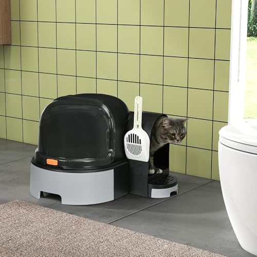 PawHut Katzentoilette, Katzenhaus, Katzenklo inklusive Schaufel, 2 Herausziehbarer Bodenwannen, Haube, Grau, 52 x 60 x 42 cm PawHut Katzentoilette, Katzenhaus, Katzenklo inklusive Schaufel, 2 Herausziehbarer Bodenwannen, Haube, Grau, 52 x 60 x 42 cm von PawHut