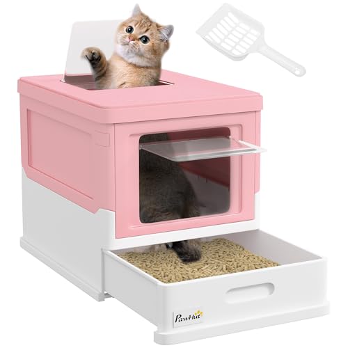 PawHut Katzentoilette Katzenklo mit Deckel Katzenhaus mit Bodenschale und Schaufel Desodorierungsbox Kunststoff Weiß+Rosa 47,5 x 35,5 x 36,7 cm PawHut Katzentoilette Katzenklo mit Deckel Katzenhaus mit Bodenschale und Schaufel Desodorierungsbox Kunststoff Weiß+Rosa 47,5 x 35,5 x 36,7 cm von PawHut