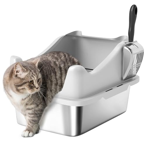 PawHut Katzentoilette aus Edelstahl, Katzentoilette mit hohem Rand und Schaufel, nimmt Keine Gerüche auf, auslaufsicher und leicht zu reinigen, 43 x 33 x 25 cm, grau PawHut Katzentoilette aus Edelstahl, Katzentoilette mit hohem Rand und Schaufel, nimmt Keine Gerüche auf, auslaufsicher und leicht zu reinigen, 43 x 33 x 25 cm, grau von PawHut