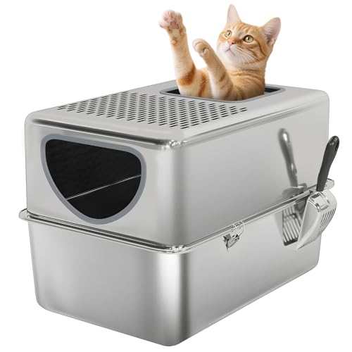 PawHut Katzentoilette aus Edelstahl, XL, Katzentoilette mit doppelter Schaufel, leicht zu reinigen, Silber PawHut Katzentoilette aus Edelstahl, XL, Katzentoilette mit doppelter Schaufel, leicht zu reinigen, Silber von PawHut