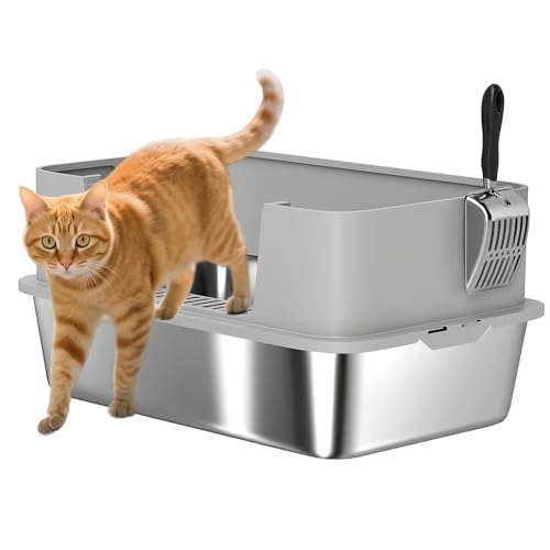 PawHut Katzentoilette aus Edelstahl, XL, Katzentoilette mit hohem Rand, leicht zu reinigen, auslaufsicher, 60 x 40 x 29,5 cm, Grau PawHut Katzentoilette aus Edelstahl, XL, Katzentoilette mit hohem Rand, leicht zu reinigen, auslaufsicher, 60 x 40 x 29,5 cm, Grau von PawHut