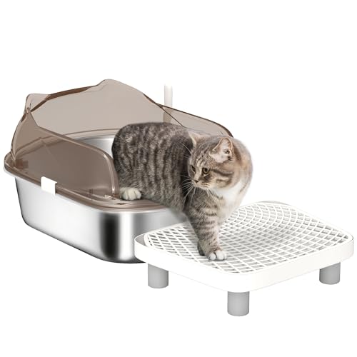 PawHut Katzentoilette aus Edelstahl mit Deckel, Katzentoilette aus Metall für große Katzen mit hohem Wandseitengehäuse, Pedal, Schaufel, nicht klebrig, Anti-Auslauf, einfache Reinigung PawHut Katzentoilette aus Edelstahl mit Deckel, Katzentoilette aus Metall für große Katzen mit hohem Wandseitengehäuse, Pedal, Schaufel, nicht klebrig, Anti-Auslauf, einfache Reinigung von PawHut