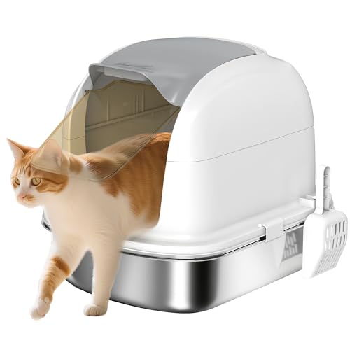 PawHut Katzentoilette aus Edelstahl mit Deckel, hochseitig XL geschlossene Metall-Katzentoilette für große Katzen mit Schaufel, Flip-Cover, leicht zu reinigen PawHut Katzentoilette aus Edelstahl mit Deckel, hochseitig XL geschlossene Metall-Katzentoilette für große Katzen mit Schaufel, Flip-Cover, leicht zu reinigen von PawHut