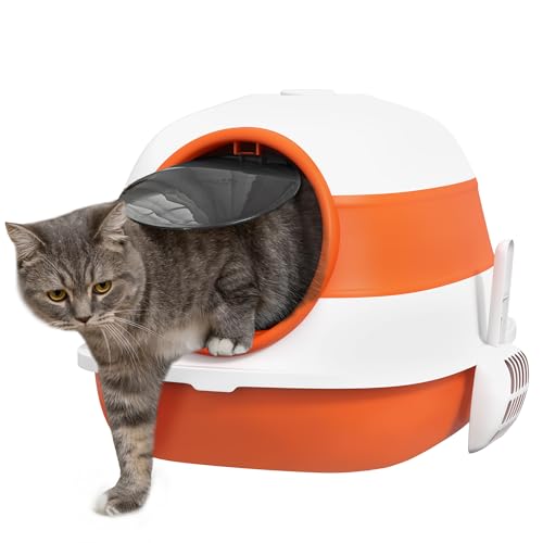 PawHut Katzentoilette mit Deckel, zusammenklappbares Katzenklo inkl. Deodorant, Bodengitter und Streuschaufel, geräumig für Katzen, Weiß+Orange, 52 x 41 x 38 cm PawHut Katzentoilette mit Deckel, zusammenklappbares Katzenklo inkl. Deodorant, Bodengitter und Streuschaufel, geräumig für Katzen, Weiß+Orange, 52 x 41 x 38 cm von PawHut