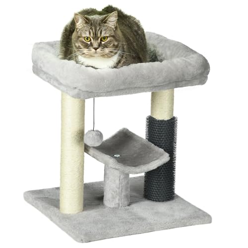 PawHut Kleiner Kratzbaum, Aktivitätskratzbäume für Katzen, Kletterbaum, Spielturm, Höhe 48 cm, Sisalstamm, Grau, mit Ball zum Aufhängen PawHut Kleiner Kratzbaum, Aktivitätskratzbäume für Katzen, Kletterbaum, Spielturm, Höhe 48 cm, Sisalstamm, Grau, mit Ball zum Aufhängen von PawHut