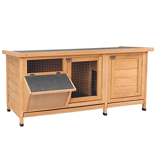 PawHut Kleintierstall Kleintierkäfig mit Bodenwanne Kleintierhaus mit Asphaltdach und Futtertrog Outdoor Indoor Tannenholz Natur+Schwarz 112 x 50 x 54 cm PawHut Kleintierstall Kleintierkäfig mit Bodenwanne Kleintierhaus mit Asphaltdach und Futtertrog Outdoor Indoor Tannenholz Natur+Schwarz 112 x 50 x 54 cm von PawHut