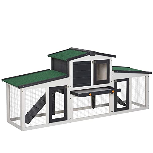 PawHut Kleintierstall Meerschweinchenstall Doppelstöckiger Kleintierkäfig mit Asphaltdach Freigehege Zwergkaninchenstall aus Tannenholz 204 x 45 x 80 cm Dunkelgrau+Weiß PawHut Kleintierstall Meerschweinchenstall Doppelstöckiger Kleintierkäfig mit Asphaltdach Freigehege Zwergkaninchenstall aus Tannenholz 204 x 45 x 80 cm Dunkelgrau+Weiß von PawHut