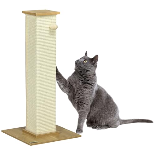 PawHut Kratzbaum, 80 cm, Kratzstamm für Katzen mit Spielball, Kratzpsäule aus Sisalseil, Katzenkratzbaum mit Kratzbrett, Katzenmöbel, Eiche+Cremeweiß PawHut Kratzbaum, 80 cm, Kratzstamm für Katzen mit Spielball, Kratzpsäule aus Sisalseil, Katzenkratzbaum mit Kratzbrett, Katzenmöbel, Eiche+Cremeweiß von PawHut