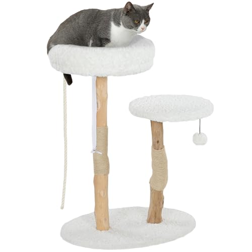 PawHut Kratzbaum, 85 cm, Kletterbaum, mit Liegefläche, Kratzbäumen, Sprungplattform, Spielball und -Seil, für drinnen, weiß PawHut Kratzbaum, 85 cm, Kletterbaum, mit Liegefläche, Kratzbäumen, Sprungplattform, Spielball und -Seil, für drinnen, weiß von PawHut