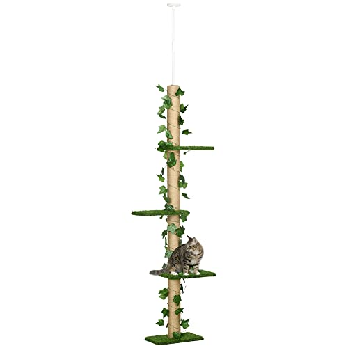 PawHut Kratzbaum, Katzenbaum Deckenhoch, 202-242 cm Höhenverstellbar Kletterbaum, Katzenkratzbaum mit Kippschutz, Spielbaum aus Jute, Grün+Gelb PawHut Kratzbaum, Katzenbaum Deckenhoch, 202-242 cm Höhenverstellbar Kletterbaum, Katzenkratzbaum mit Kippschutz, Spielbaum aus Jute, Grün+Gelb von PawHut