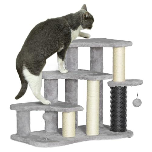 PawHut Kratzbaum, Kratzturm mit 3 Ebenen Plüschplattformen, 2 Spielbälle, Kratzpfosten aus Sisal, Höhe 50 cm, für Katzen unter 5 kg, Hellgrau PawHut Kratzbaum, Kratzturm mit 3 Ebenen Plüschplattformen, 2 Spielbälle, Kratzpfosten aus Sisal, Höhe 50 cm, für Katzen unter 5 kg, Hellgrau von PawHut