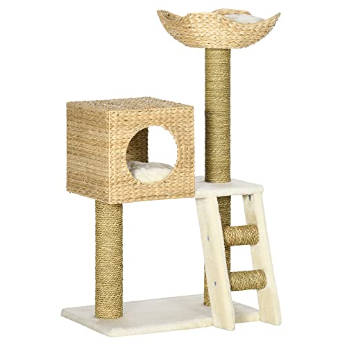 PawHut Kratzbaum 100,5 cm Katzenbaum mit Katzenhöhle, Bett, Treppe, Katzenkratzbaum mit Sisal-Kratzsäulen, Kissen, für Katzen bis 4,5 kg, Natur PawHut Kratzbaum 100,5 cm Katzenbaum mit Katzenhöhle, Bett, Treppe, Katzenkratzbaum mit Sisal-Kratzsäulen, Kissen, für Katzen bis 4,5 kg, Natur von PawHut