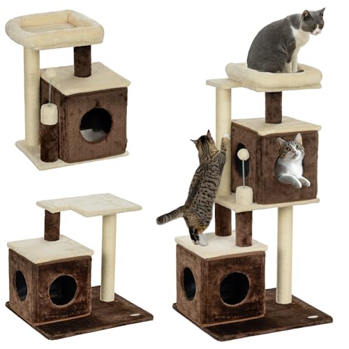 PawHut Kratzbaum 107 cm Katzenbaum mit Katzenhöhle, Bett, Spielball, Katzenkratzbaum mit Sisal-Kratzsäulen, für Katzen bis 5 kg, Dunkelbraun PawHut Kratzbaum 107 cm Katzenbaum mit Katzenhöhle, Bett, Spielball, Katzenkratzbaum mit Sisal-Kratzsäulen, für Katzen bis 5 kg, Dunkelbraun von PawHut