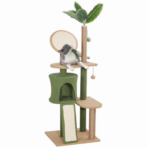 PawHut Kratzbaum 139 cm Katzenbaum mit Katzenhöhle, Spielball, Katzenkratzbaum mit Sisal-Kratzsäulen, für Katzen bis 5 kg, Grün PawHut Kratzbaum 139 cm Katzenbaum mit Katzenhöhle, Spielball, Katzenkratzbaum mit Sisal-Kratzsäulen, für Katzen bis 5 kg, Grün von PawHut