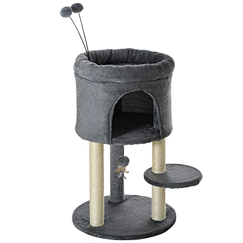 PawHut Kratzbaum 73,5H cm Katzenbaum mit Katzenhöhle und Spielball Kletterbaum Sisalsäule Katzenspielzeug Plüsch Grau+Cremeweiß PawHut Kratzbaum 73,5H cm Katzenbaum mit Katzenhöhle und Spielball Kletterbaum Sisalsäule Katzenspielzeug Plüsch Grau+Cremeweiß von PawHut