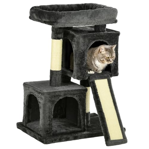 PawHut Kratzbaum 83 cm Kleiner Katzenkratzbaum mit Sisalsäulen, Katzenkratzbaum, Katzen Kletterbaum, Katzenbaum, Katzenmöbel Spielbaum für kleine Katzen, Dunkelgrau PawHut Kratzbaum 83 cm Kleiner Katzenkratzbaum mit Sisalsäulen, Katzenkratzbaum, Katzen Kletterbaum, Katzenbaum, Katzenmöbel Spielbaum für kleine Katzen, Dunkelgrau von PawHut