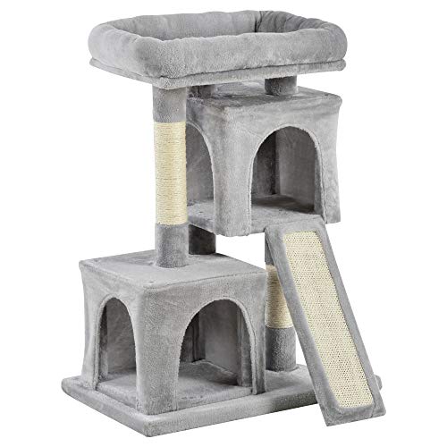 PawHut Kratzbaum 83 cm Kleiner Katzenkratzbaum mit Sisalsäulen, Katzenkratzbaum, Katzen Kletterbaum, Katzenbaum, Katzenmöbel Spielbaum für kleine Katzen, Hellgrau PawHut Kratzbaum 83 cm Kleiner Katzenkratzbaum mit Sisalsäulen, Katzenkratzbaum, Katzen Kletterbaum, Katzenbaum, Katzenmöbel Spielbaum für kleine Katzen, Hellgrau von PawHut