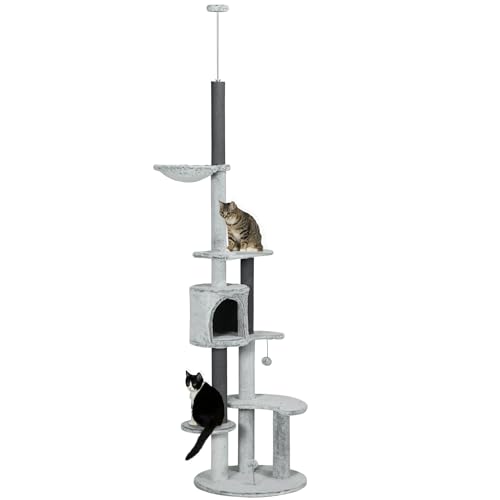 PawHut Kratzbaum Deckenhoch, Katzenbaum, 225-255 cm Katzenkratzbaum mit Katzenhöhle, Kratzstämmen, Korb, Spielball, Katzenmöbel mit Kippschutz, Grau PawHut Kratzbaum Deckenhoch, Katzenbaum, 225-255 cm Katzenkratzbaum mit Katzenhöhle, Kratzstämmen, Korb, Spielball, Katzenmöbel mit Kippschutz, Grau von PawHut