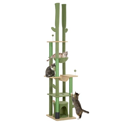 PawHut Kratzbaum Deckenhoch, Katzenbaum, 225-255 cm Katzenkratzbaum mit Katzenhöhle, Kratzstämmen, Korb, Spielball, Katzenmöbel mit Kippschutz, Grün PawHut Kratzbaum Deckenhoch, Katzenbaum, 225-255 cm Katzenkratzbaum mit Katzenhöhle, Kratzstämmen, Korb, Spielball, Katzenmöbel mit Kippschutz, Grün von PawHut
