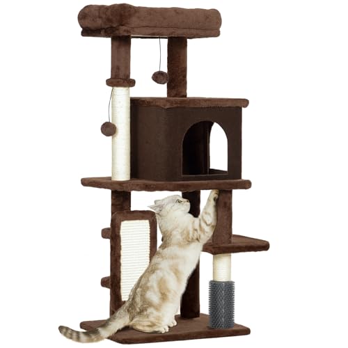 PawHut Kratzbaum Höhe 104 cm Kratzbaum Katzenturm mit Plattformen Katzenkratzbaum mit Bürste Hängekugeln und Kratzmatte Braun PawHut Kratzbaum Höhe 104 cm Kratzbaum Katzenturm mit Plattformen Katzenkratzbaum mit Bürste Hängekugeln und Kratzmatte Braun von PawHut