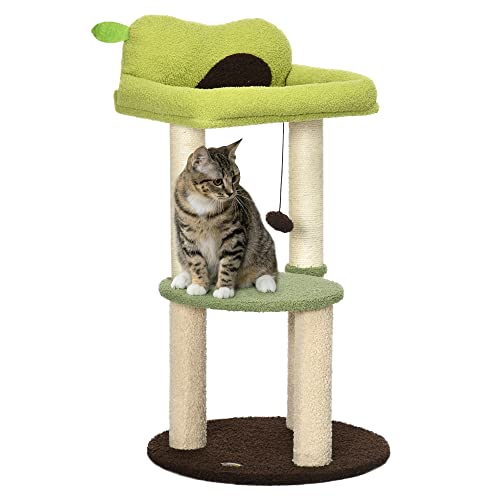 PawHut Kratzbaum Höhe 83 cm Katzenturm mit Avocado-förmigem Bett Plattform Sisalpfosten und hängendem Ball Ø44x83 cm Grün PawHut Kratzbaum Höhe 83 cm Katzenturm mit Avocado-förmigem Bett Plattform Sisalpfosten und hängendem Ball Ø44x83 cm Grün von PawHut