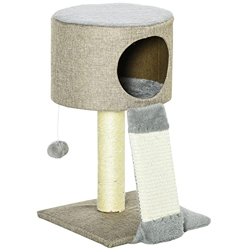 PawHut Kratzbaum Katzenbaum Kletterbaum für Katzen Katzenkiste mit Katzenball Grau 30x30x50 cm PawHut Kratzbaum Katzenbaum Kletterbaum für Katzen Katzenkiste mit Katzenball Grau 30x30x50 cm von PawHut