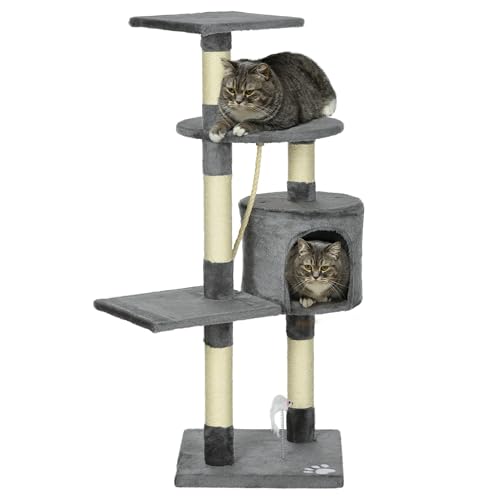 PawHut Kratzbaum für Katzen, Höhe 116 cm, Kratzbaum für Katzen, Kletterturm mit Kratzstäben, aus Sisal, Höhle, Plattformen und Spielzeug, zum Aufhängen, Dunkelgrau PawHut Kratzbaum für Katzen, Höhe 116 cm, Kratzbaum für Katzen, Kletterturm mit Kratzstäben, aus Sisal, Höhle, Plattformen und Spielzeug, zum Aufhängen, Dunkelgrau von PawHut