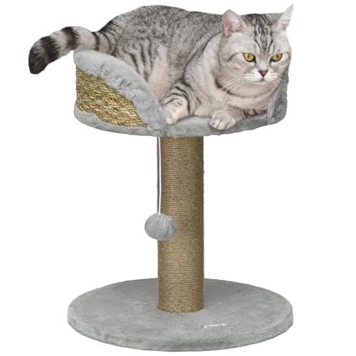 PawHut Kratzbaum klein, 49 cm Katzenbaum, Katzenkratzbaum mit Spielball, Liegefläche, Kletterbaum für Katzen bis 4 kg, Katzenmöbel, Jute Grau PawHut Kratzbaum klein, 49 cm Katzenbaum, Katzenkratzbaum mit Spielball, Liegefläche, Kletterbaum für Katzen bis 4 kg, Katzenmöbel, Jute Grau von PawHut