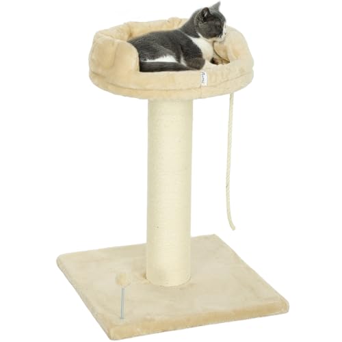PawHut Kratzbaum klein, 85 cm Katzenbaum, Katzenkratzbaum mit Liegefläche, Plüsch-Kletterbaum mit Spielball, Katzenmöbel, für Katzen unter 6 kg, Sisal, Beige PawHut Kratzbaum klein, 85 cm Katzenbaum, Katzenkratzbaum mit Liegefläche, Plüsch-Kletterbaum mit Spielball, Katzenmöbel, für Katzen unter 6 kg, Sisal, Beige von PawHut