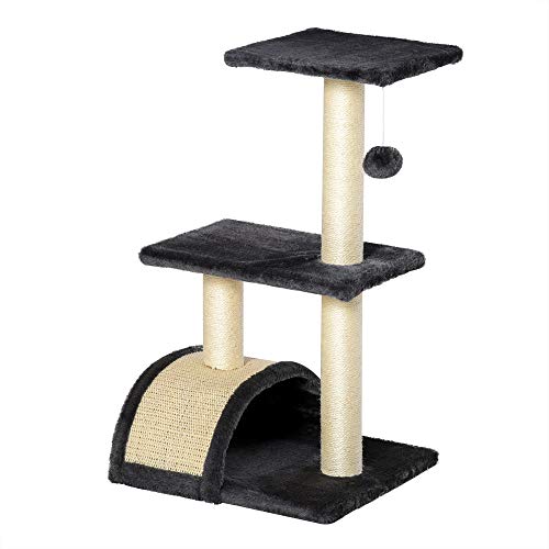 PawHut Kratzbaum 72 cm Katzenturm mit Plüschballen, Sisalstämme, Plattform, Kratzbrett mehrstöckiger Katzenkratzbaum, Kletterbaum, für mittelgroße Katzen, Grau PawHut Kratzbaum 72 cm Katzenturm mit Plüschballen, Sisalstämme, Plattform, Kratzbrett mehrstöckiger Katzenkratzbaum, Kletterbaum, für mittelgroße Katzen, Grau von PawHut