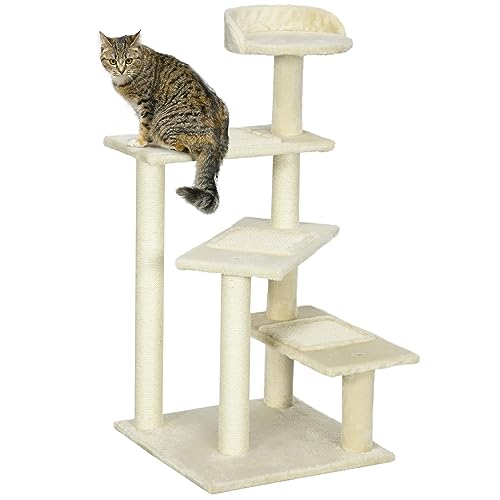 PawHut Kratzbaum mit Sisalsäulen, Katzenkratzbaum, Katzen Kletterbaum, Katzenbaum, Beige, 50 x 50 x 100 cm PawHut Kratzbaum mit Sisalsäulen, Katzenkratzbaum, Katzen Kletterbaum, Katzenbaum, Beige, 50 x 50 x 100 cm von PawHut