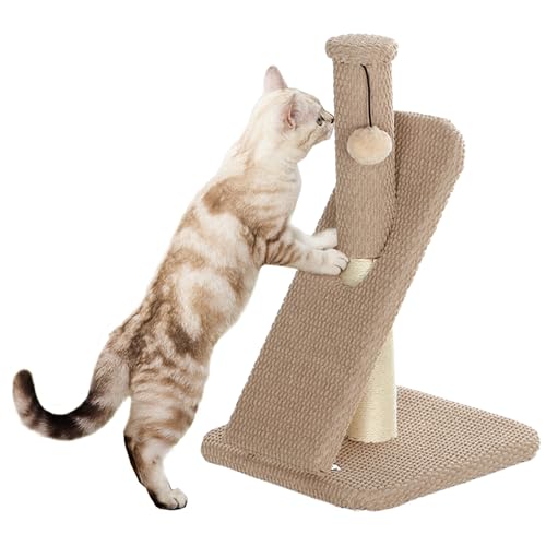 PawHut Kratzbaum 54 cm Hoch Kratzsäule Kratzstamm mit Spielball, Sisal-Katzenkratzbaum Katzenbaum für kleine Katzen, Katzen Kratzmöbel, Cremeweiß von PawHut